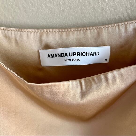 Amanda Uprichard Chiara Dress in Earth 100% Silk Asymmetrical Mini Dress Size M - Picture 5 of 10